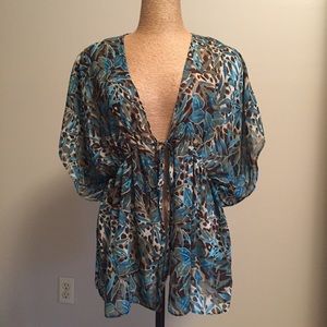 Sheer Tropical Print Top